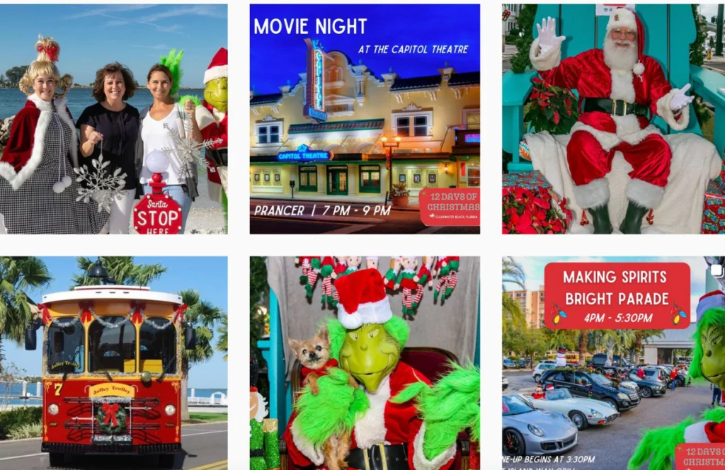 Instagram Page of The 12 Days of Christmas on Clearwater Beach. One of the best things to do for Christmas in Clearwater Beach, Florida