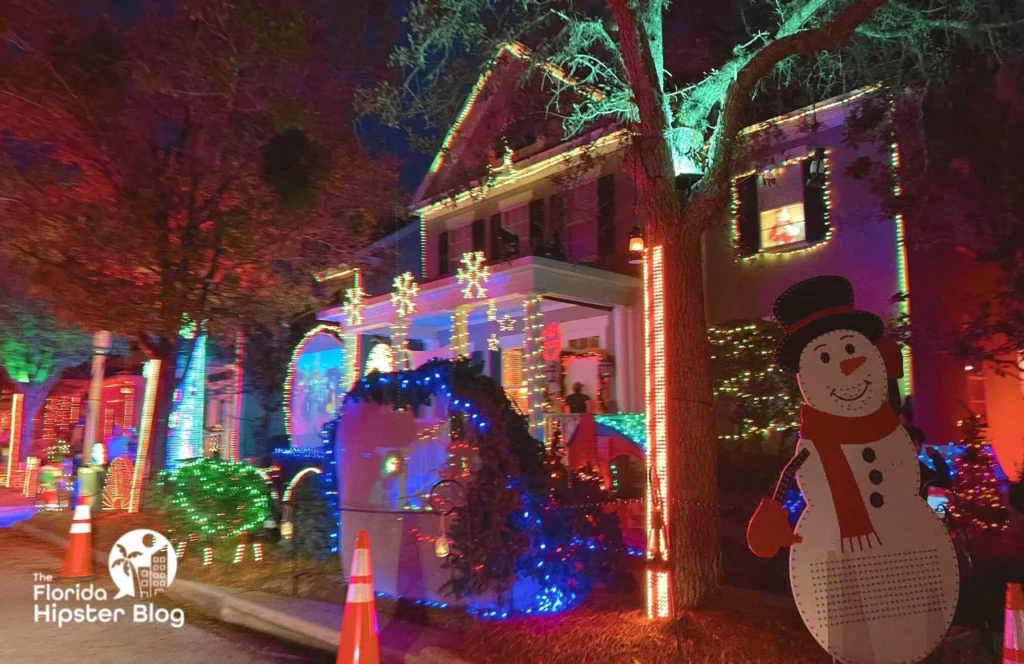 Jeter Street in Celebration, Florida for Holiday Lights. One of the best things to do in Orlando for Christmas and One of the best things to do in Florida at Christmas.