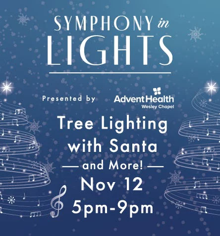 Tree Lighting and Symphony in Lights at Wiregrass Shops in Wesley Chapel, Florida. Keep reading to learn about things to do in Tampa for Christmas.