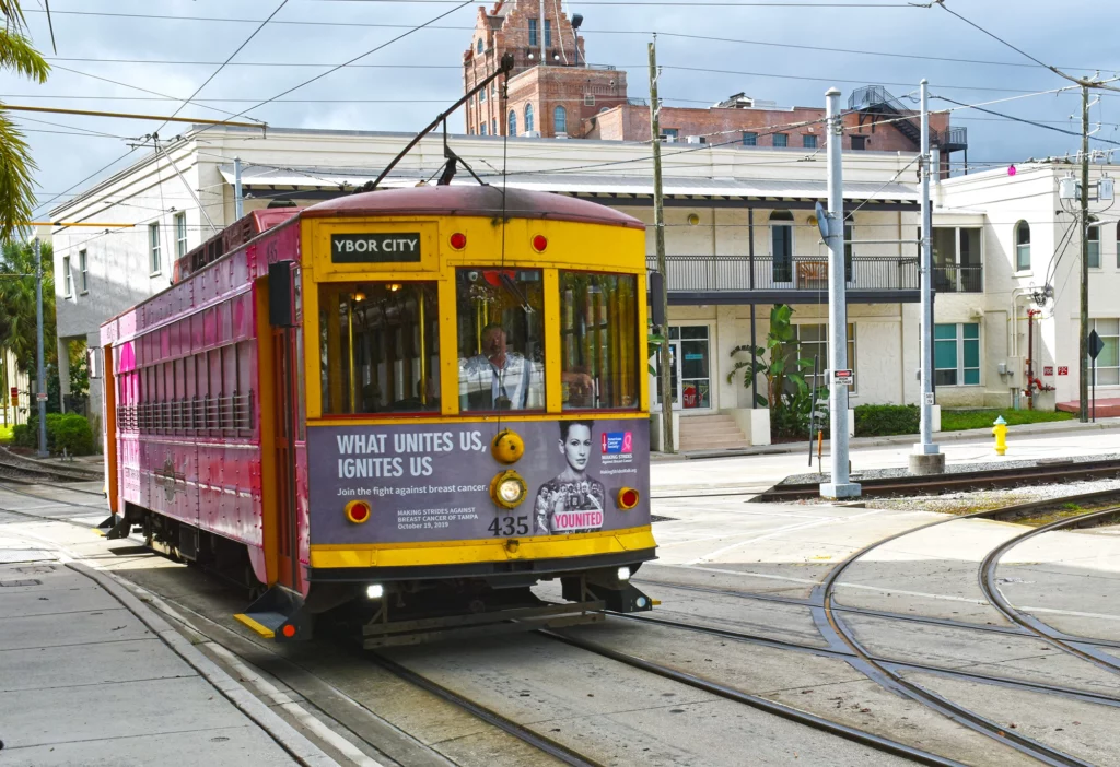 Ybor Trolley Streetcar. One of the best free things to do in Tampa, Florida