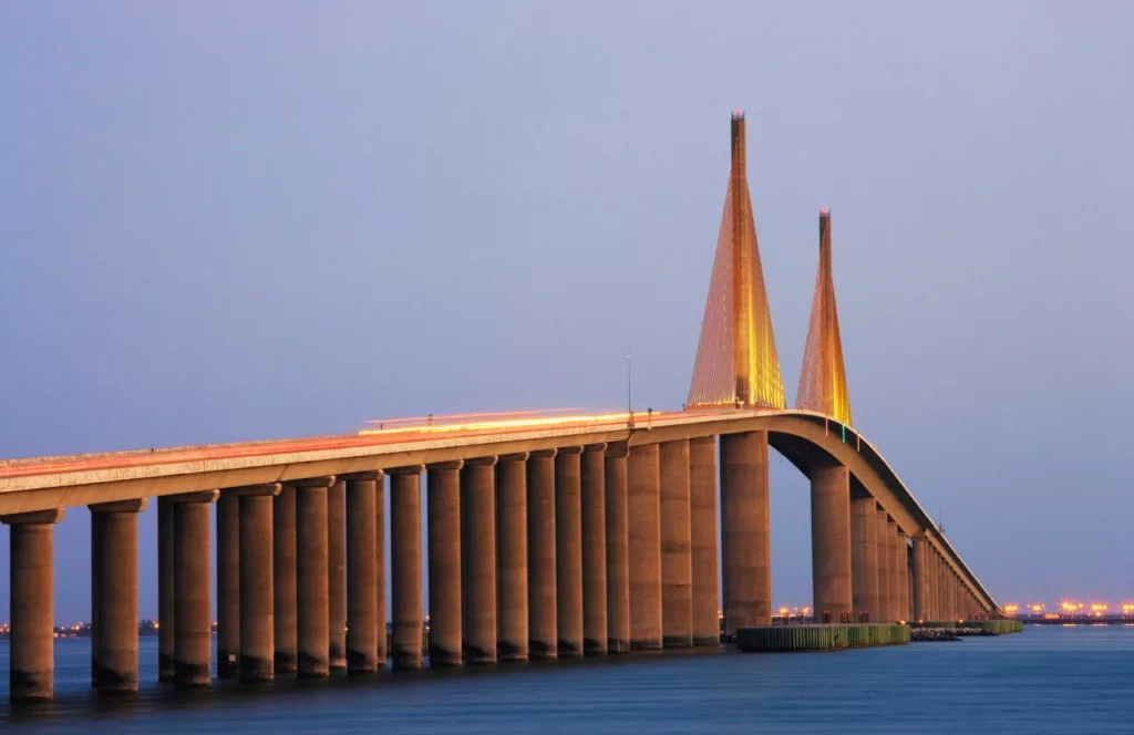 Sunshine Skyway Bridge. One of the best free things to do in St. Petersburg, Florida. Keep reading to get the best days trips from The Villages, Florida.