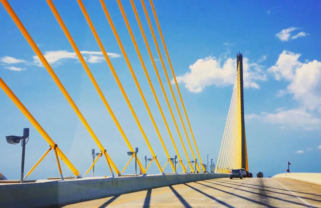 Sunshine Skyway Bridge. One of the best free things to do in St. Petersburg, Florida.