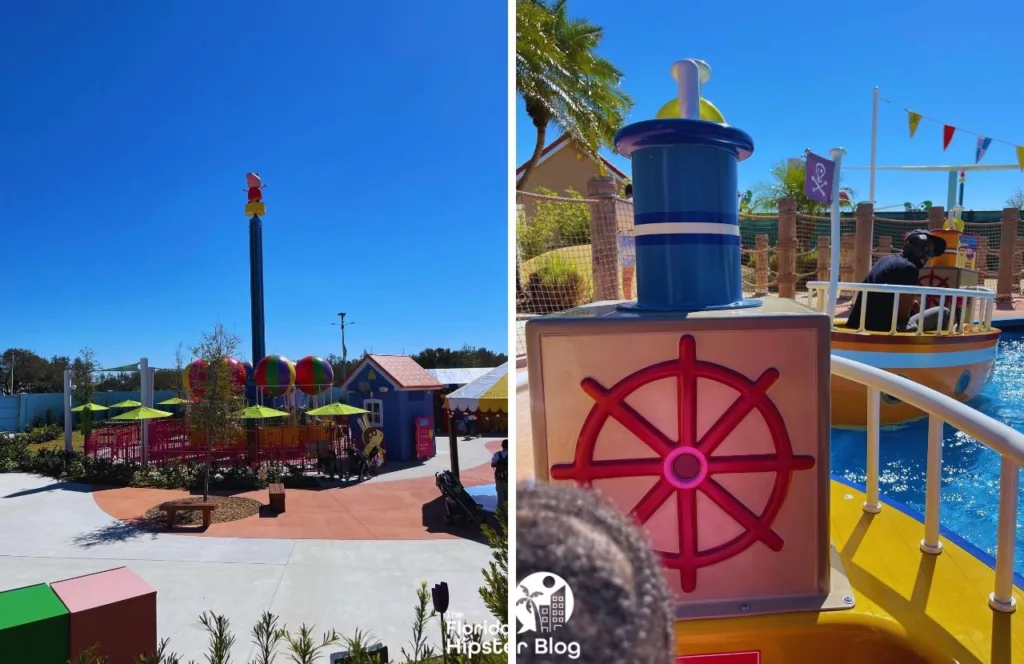 Peppa Pig Theme Park Florida Big Balloon Ride next to Boat Ride