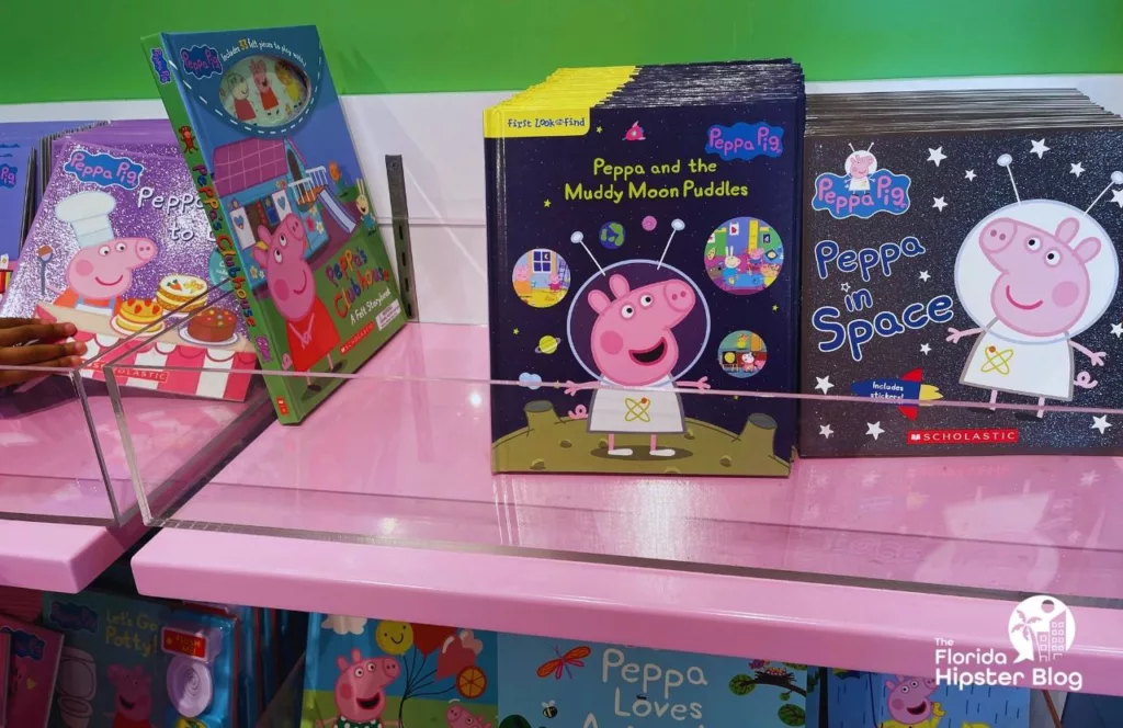 Peppa Pig Theme Park Florida Mr Fox Shop with Peppa Pig Merchandise and Books. Keep reading to learn more tips on how to visit Peppa Pig Theme Park. 