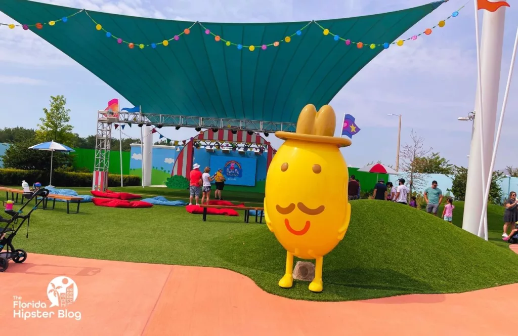 Peppa Pig Theme Park Florida Show area with Mr. Potato. Keep reading to learn all you need to know about Peppa Pig Theme Park. 