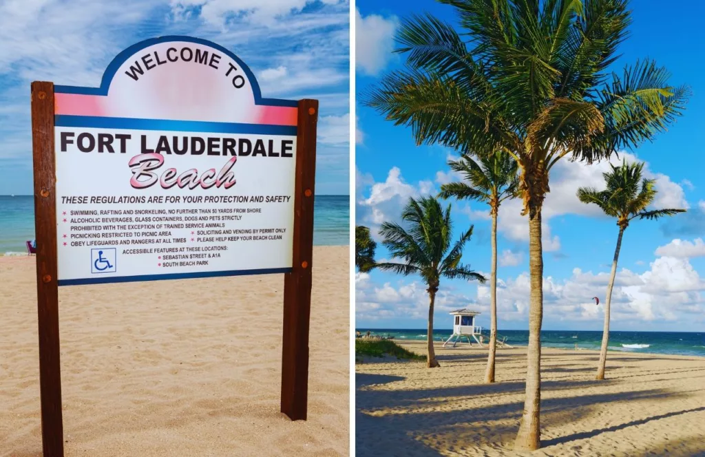 Fort Lauderdale, Florida Beach Welcome Sign and Rules. Keep reading to get the best beaches in florida for bachelorette party.