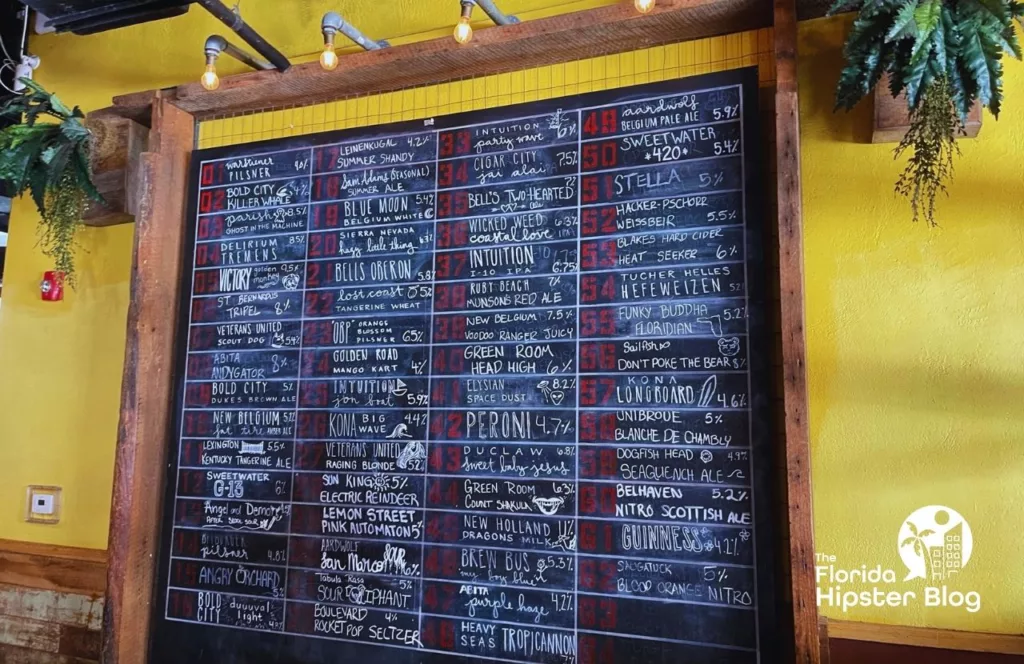 Hoptinger Brewery beer menu. One of the best things to do in Jacksonville, Florida