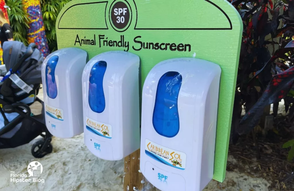 Keep reading learn about what to pack for Florida and how to create the best Florida Packing ListSeaWorld's Discovery Cove Animal Friendly Sunscreen SPF 30 dispensers