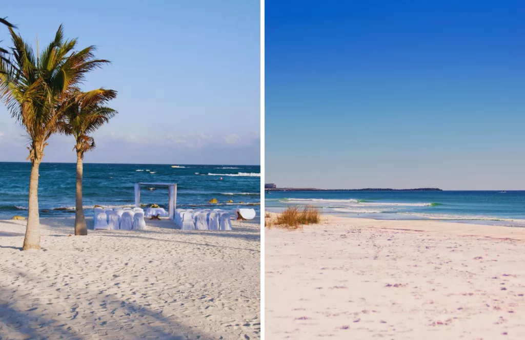 Matterhorn Beach with wedding set up on the sand. Keep reading to learn about the Best Public Beaches in Destin, Florida Eglin 