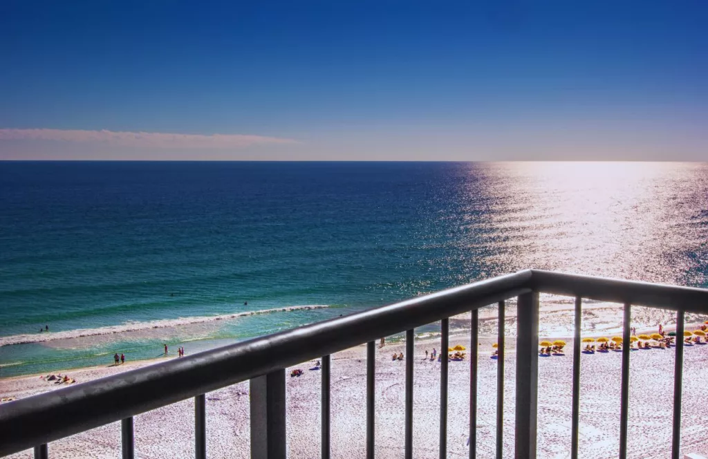 Florida View of Miramar Beach from hotel room in Destin. Keep reading to learn more about the best beaches in Florida.