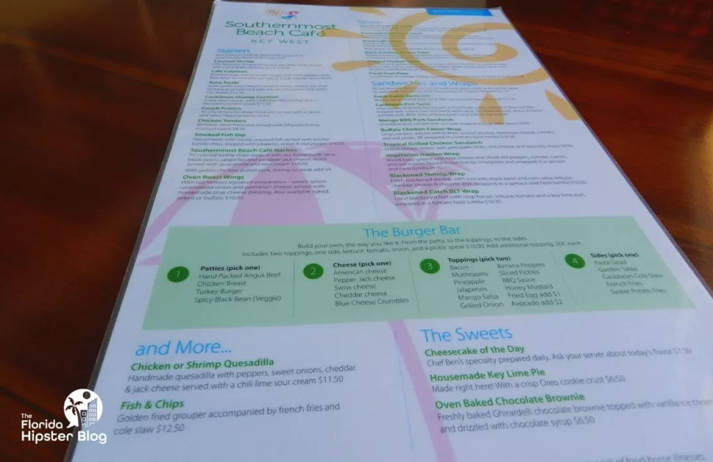 Key West, Florida Southernmost Beach Cafe Menu with Housemade Key Lime Pie. Keep reading to get the best souvenirs from Florida.