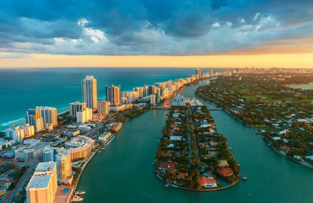 Miami Beach, Florida Drone View. Keep reading to get the best beaches in florida for bachelorette party.