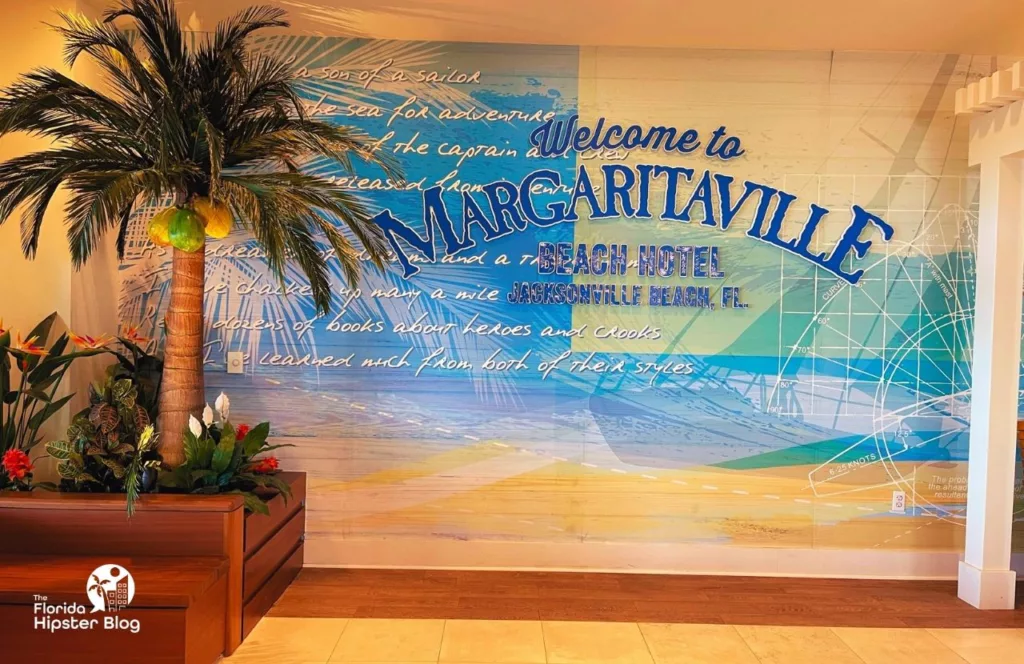 Hotel lobby at Landshark Lookout area at Jacksonville Florida Margaritaville Beach. Keep reading to find out more about Margaritaville Beach Hotel Jacksonville