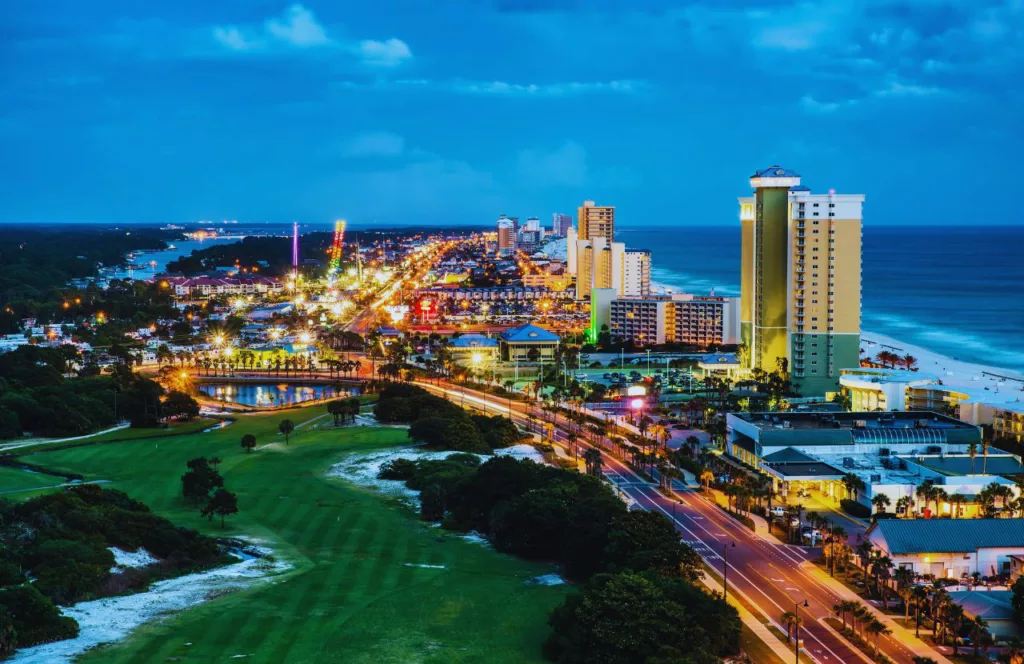 Panama City Beach, Florida tourist area. One of the best things to do for Memorial Day in Florida.