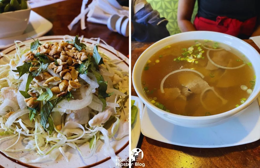 Pho Queyen Vietnamese Restaurant Chicken Cabbage Salad and Beef Pho. One of the best places to eat in Tampa. Keep reading to get the best lunch in Tampa, Florida recommendations.
