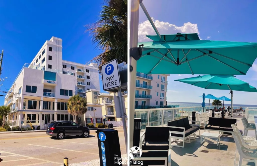 The Avalon Hotel in Clearwater rooftop bar and street view. Keep reading to find out more about The Avalon Club Hotel Clearwater.