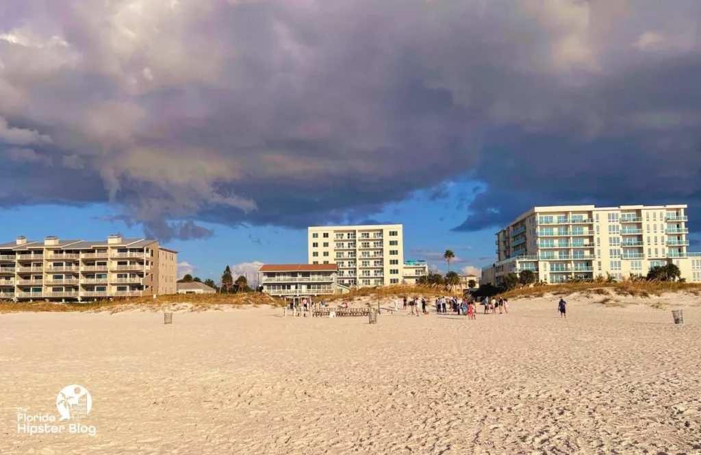 The Avalon Hotel in Clearwater view from the Gulf of Mexico Beach. Keep reading to get the best west central Florida beaches.
