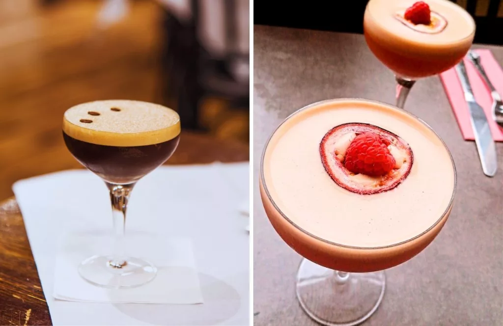 The Bevy Expresso Martini next to Raspberry martini. Keep reading to find out where to go for the best brunch in Naples, Florida.  