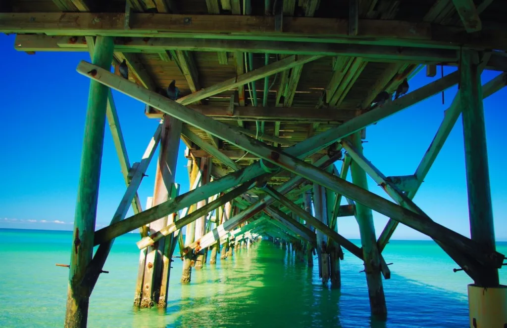 Under the pier at North Redington Beach. One of the best West Central Florida beaches