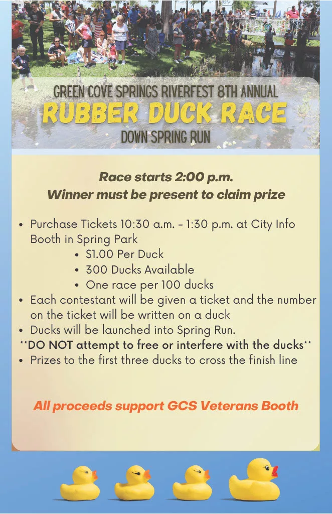 Green Cove Springs Rubber Duck Race 2023 for Memorial Day Weekend in Florida. Keep reading to learn more about Florida Memorial Day weekend events. 