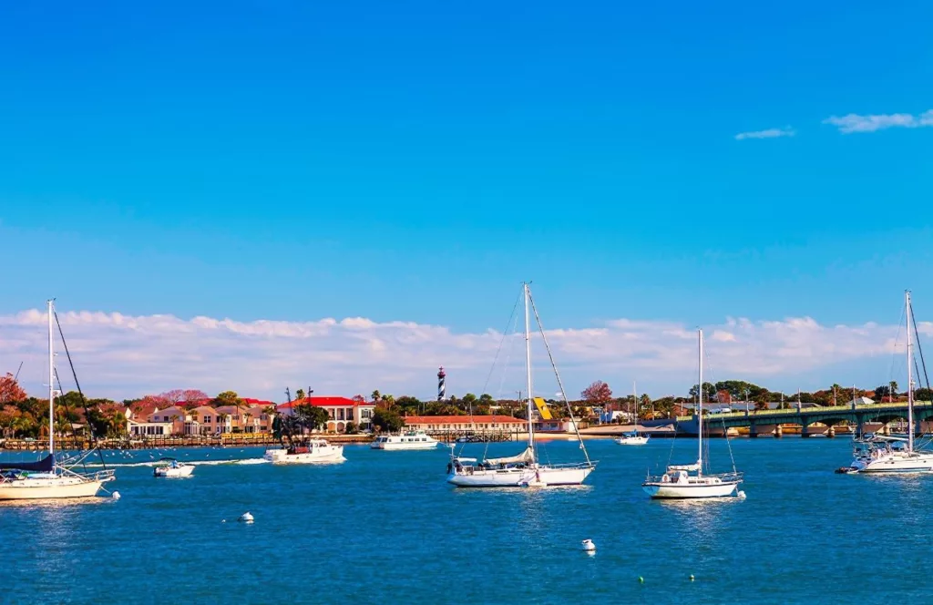 Matanzas River and Boat Area in St. Augustine, Florida. Keep reading to find out all you need to know about the best things to do for 4th of July in Florida.  