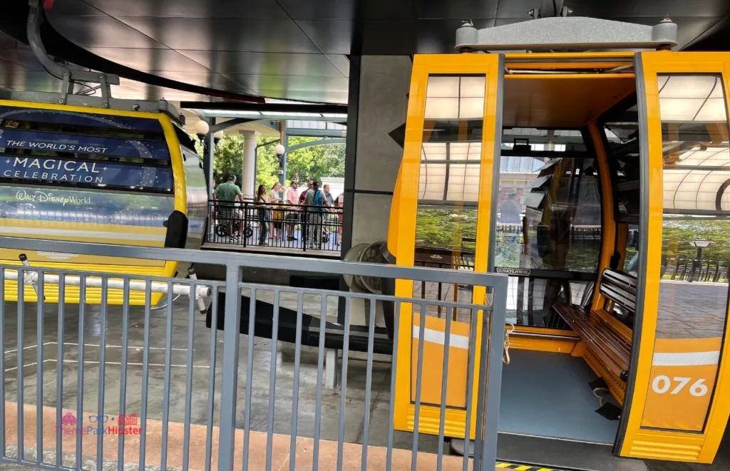 Disney Riviera Resort skyliner interior to Epcot boarding stations. Keep reading to learn how to How to Get From Epcot to Hollywood Studios for your Disney vacation.