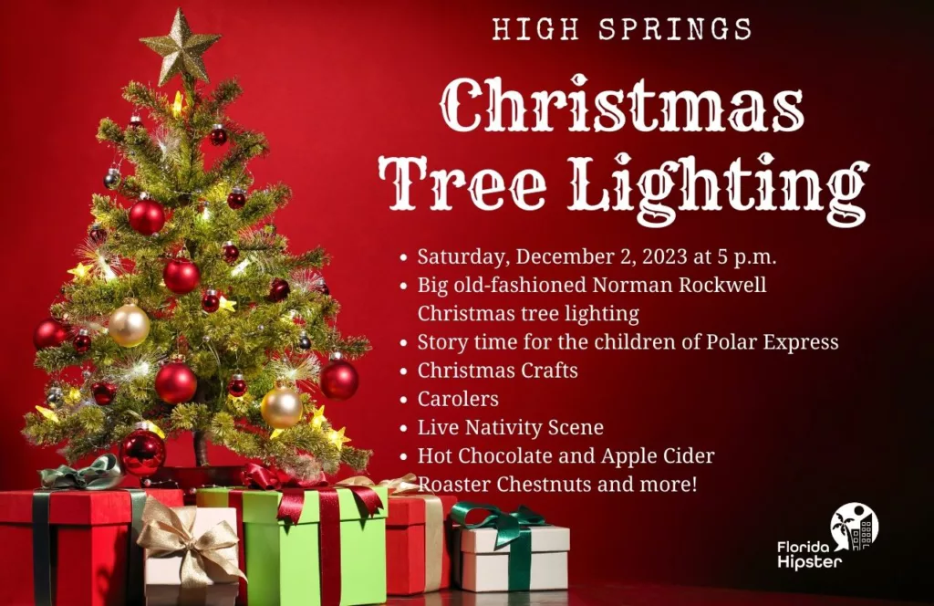 High Springs Christmas Tree Lighting 2023 events. Keep reading to discover more Christmas events in Gainesville.