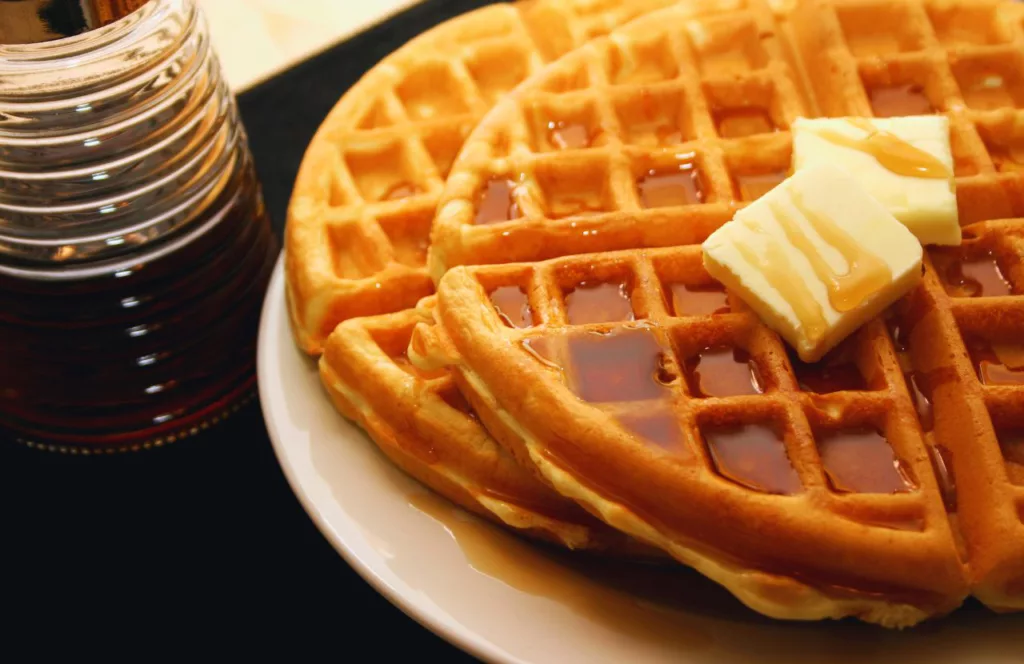 Andy’s Flour Power waffles with syrup and butter. One of the best places to get breakfast in Panama City Beach, Florida. Keep reading to find out more about the best breakfast in Panama City Beach, Florida.  