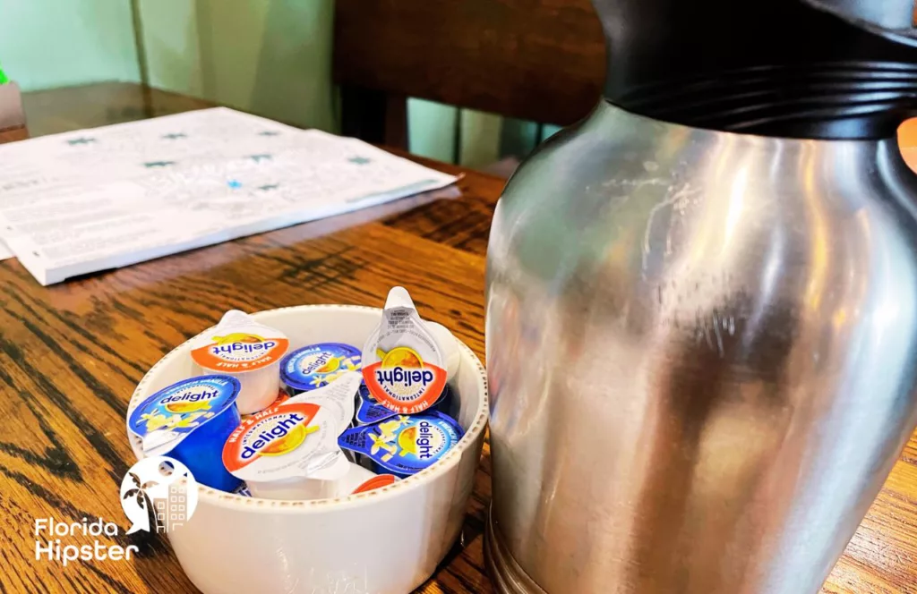 Coffee and Creamer at First Watch Breakfast and Brunch Restaurant