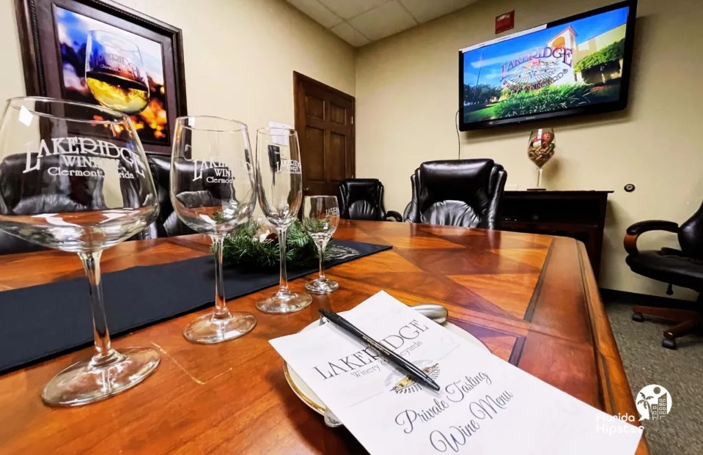 Private VIP Tour Wine Tasting room at Lakeridge Winery in Clermont, Florida. Keep reading to find out more about wine tours in central Florida.
