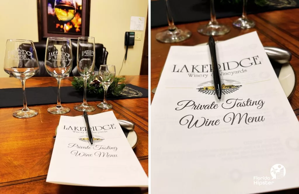 Lakeridge Winery in Clermont, Florida Private VIP Tour Wine Tasting Menu. Keep reading to find out more about the best Winery in Florida, Lakeridge Winery in Clermont, Florida. 
