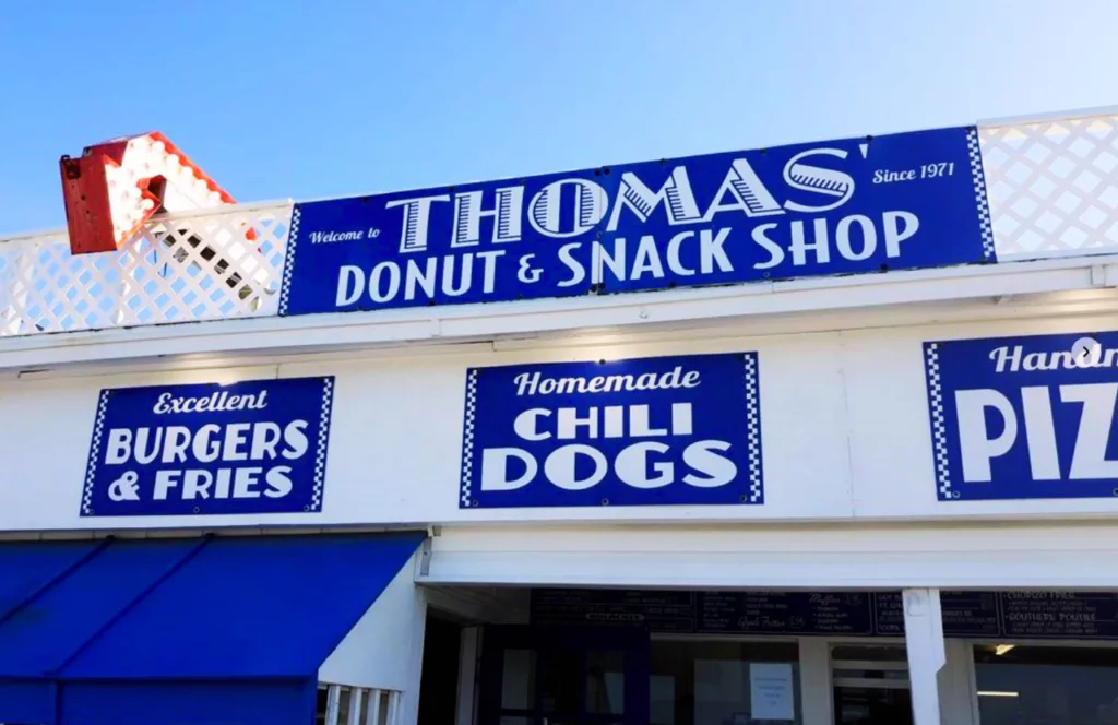 Thomas Donut & Snack Shop Entrance. One of the best places to get breakfast in Panama City Beach, Florida. Keep reading to find out more about the best place to eat in Panama City Beach, Florida.