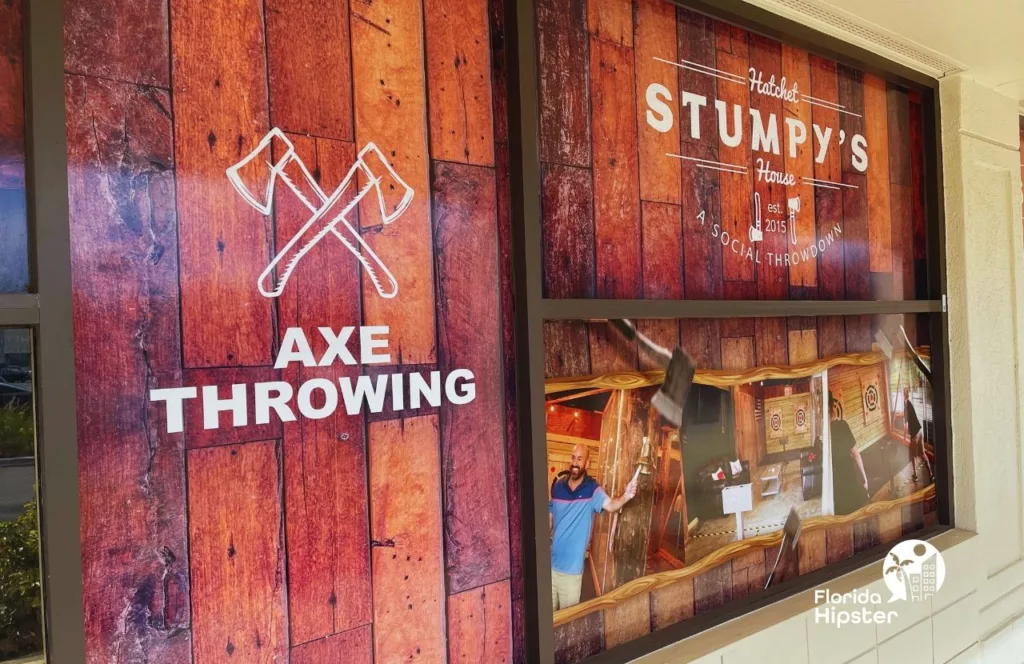 Axe Throwing at Hatchet Stumpy's House. One of the Best Things to Do in Orlando, Florida for a birthday party.
