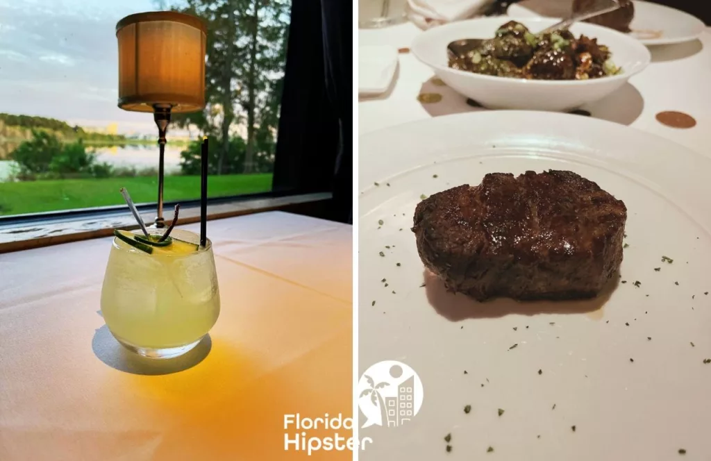 Eddie Vs Prime Seafood and Steakhouse filet mignon and brussel sprouts. Keep reading to find out about Orlando steakhouses.