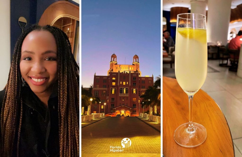 St. Petersburg Beach, Florida The Don Cesar Resort Maritana Restaurant with NikkyJ and French 75. One of the best Florida Beaches in April.