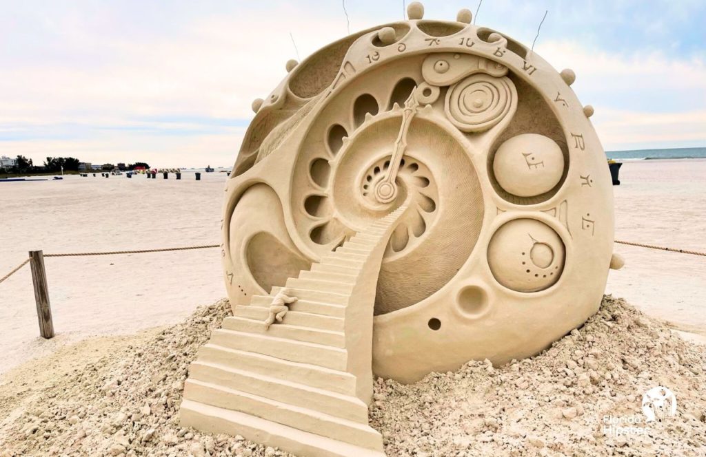 Big sand sculpture at one of Florida's sand sculpting contests. Keep reading to find out more about the best places to go on a beach vacation in Florida in November.