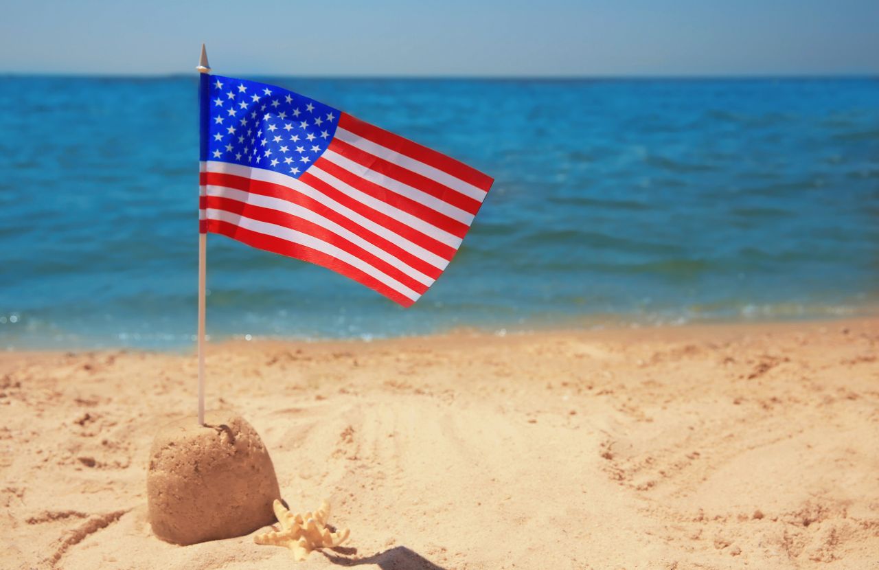 American Flag on the Beach in Florida for May