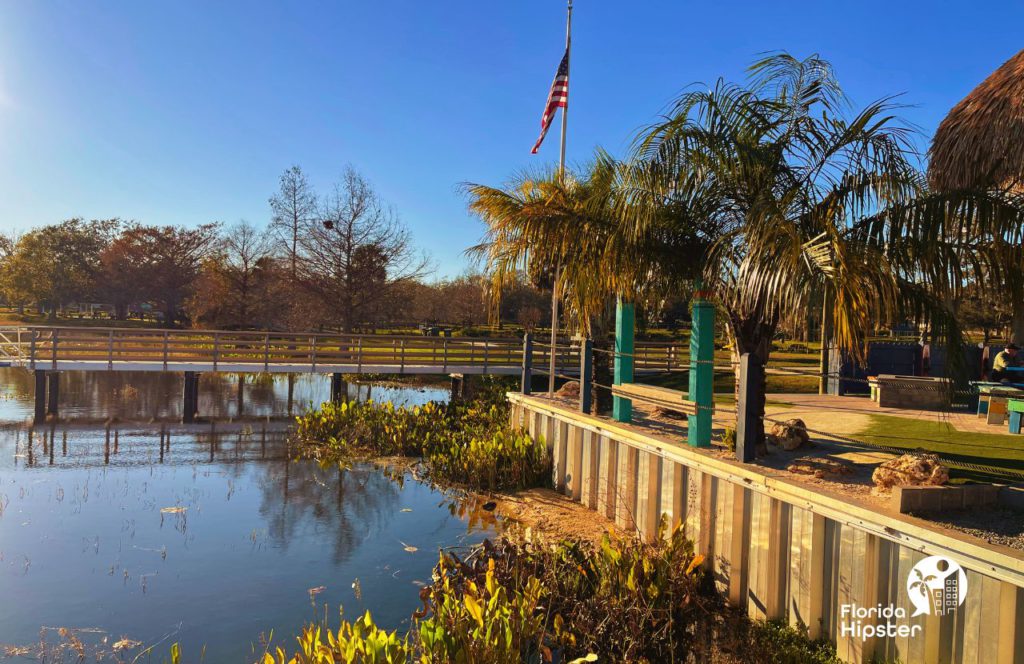 View of Lake Harris at Ski Beach Bar and Grill at Venetian Gardens in Leesburg, Florida. Keep reading to find out the best things to do in Leesburg Florida.